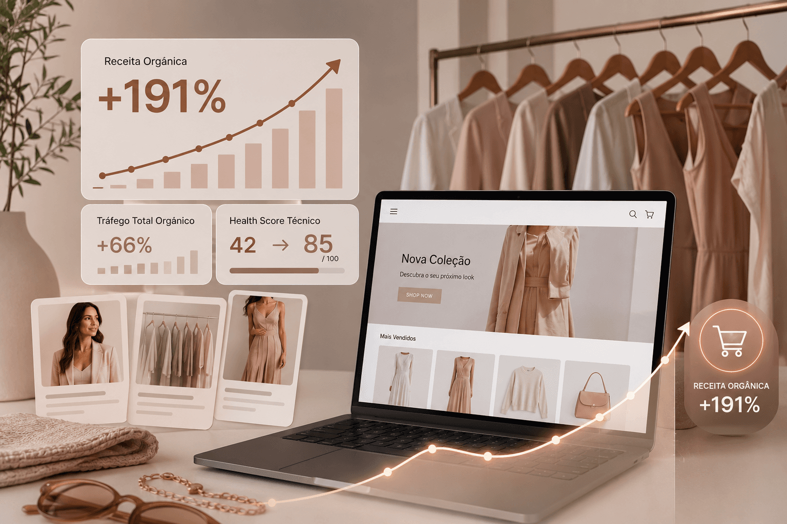 +191% de receita orgânica em e-commerce de moda